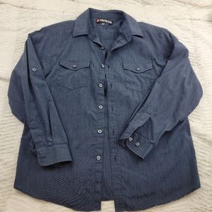 3/$12 Teens Airwalk striped navy and white button down